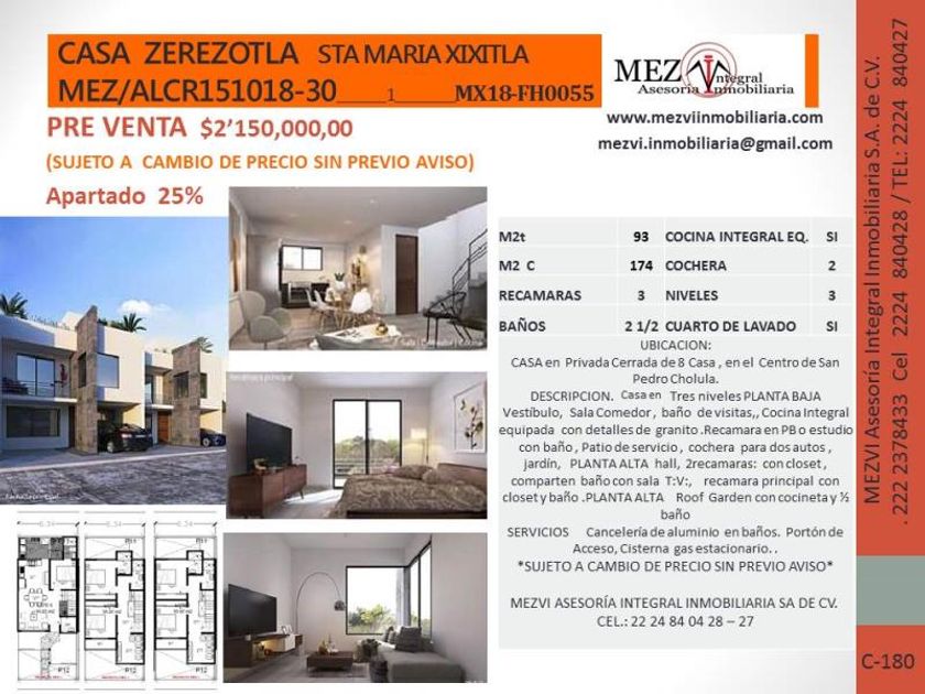 venta Casa en La Magdalena, San Pedro Cholula, San Pedro Cholula  (MX18-FH0055)