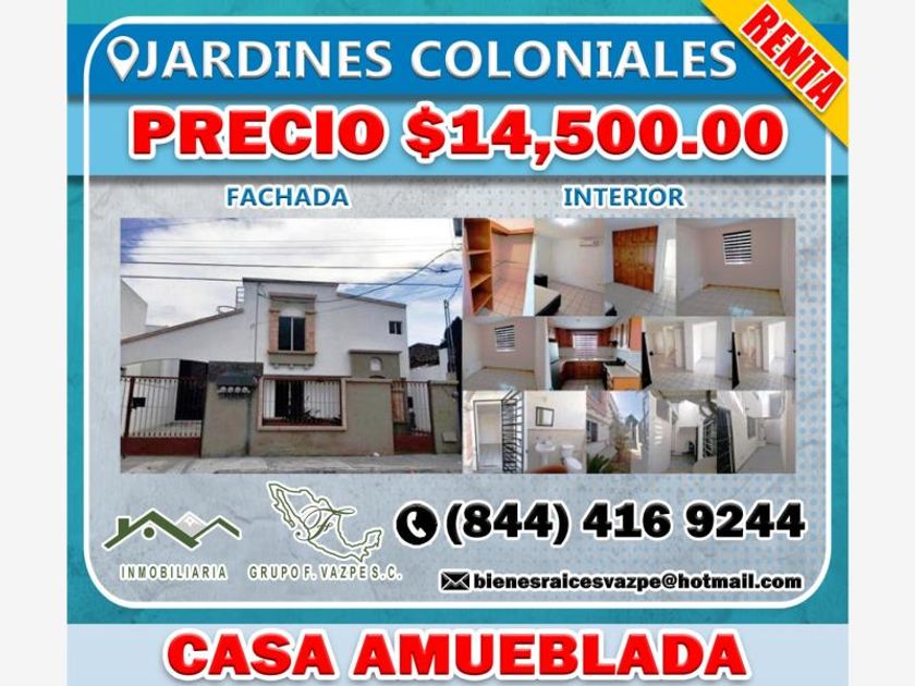 renta Casa en San Lorenzo, Saltillo, Saltillo, Coahuila (MX22-MX8075)-  