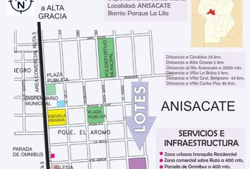 Terrenos en  Calle El Ombu, Anisacate, Santa María, Córdoba, Arg