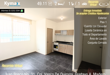 Departamento en  Avenida Ferrocarril Hidalgo 871, Vasco De Quiroga, Gustavo A. Madero, Ciudad De México, 07040, Mex