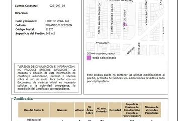 Lote de Terreno en  Avenida Horacio 333, Polanco V Sección, Miguel Hidalgo, Ciudad De México, 11560, Mex