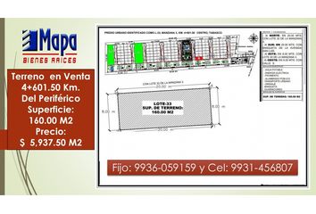 Lote de Terreno en  Villahermosa Centro, Villahermosa, Tabasco