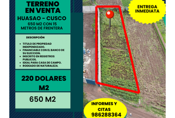 Terreno en  Oropesa, Quispicanchi