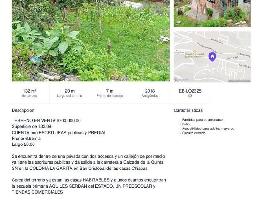 venta Lote de Terreno en Barrio La Garita, San Cristóbal de las Casas  (EB-LO2325s)