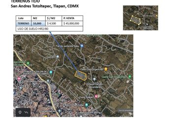 Lote de Terreno en  San Andrés Totoltepec, Tlalpan, Cdmx