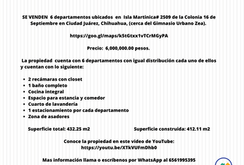 Departamento en  Calle Isla Martinica 2400-2430, 16 De Septiembre, Juárez, Chihuahua, 32210, Mex