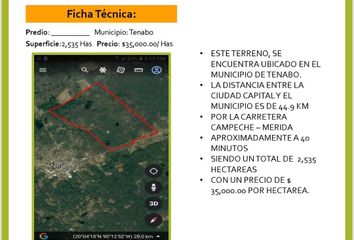 Lote de Terreno en  Calle 15, Barrio Lazareto, Tenabo, Campeche, 24706, Mex