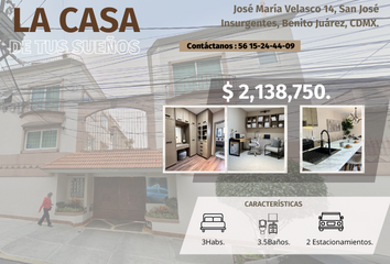 Casa en  José María Velasco 14, San José Insurgentes, Ciudad De México, Cdmx, México