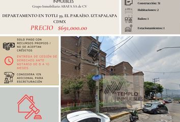 Departamento en  Cerrada De Totli 39, El Paraíso, Iztapalapa, Cdmx, México