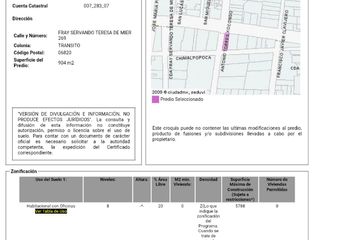 Lote de Terreno en  Av. Fray Servando Teresa De Mier 269, Tránsito, Ciudad De México, Cdmx, México