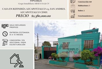 Casa en  Avenida Refinería Azcapotzalco 113, San Andres, Azcapotzalco, Cdmx, México