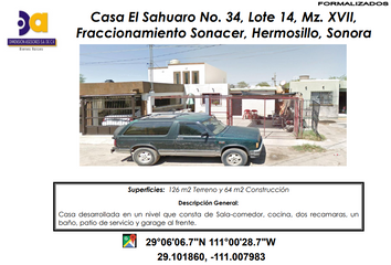 Casa en  Sahuaro 34-lote 14, Sonacer, Hermosillo, Sonora, México