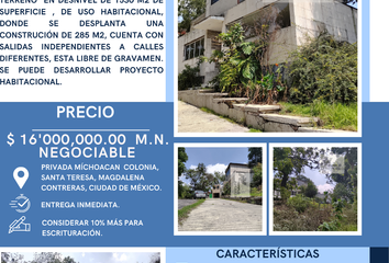 Lote de Terreno en  Michoacán 8, Santa Teresa, 10710 Ciudad De México, Cdmx, México