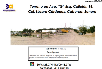 Lote de Terreno en  Avenida G, Lázaro Cárdenas, Lazaro Cardenas, Caborca, Sonora, México