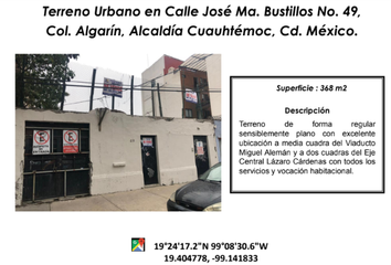 Lote de Terreno en  José María Bustillos 49, Algarín, Ciudad De México, Cdmx, México