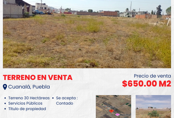 Lote de Terreno en  Cuanalá, Puebla, México