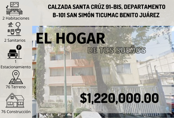 Departamento en  Calzada Santa Cruz 91, San Simón, Ciudad De México, Cdmx, México