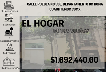 Departamento en  Puebla 336, Centro Urbano Presidente Juárez, Roma Norte, Ciudad De México, Cdmx, México