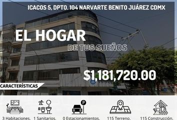 Departamento en  Icacos 5, Narvarte, Ciudad De México, Cdmx, México