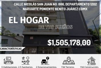 Departamento en  Nicolás San Juan No. 806, Narvarte Poniente, Ciudad De México, Cdmx, México