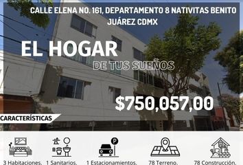 Departamento en  Calle Elena 161, Nativitas, Ciudad De México, Cdmx, México