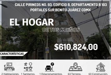 Departamento en  Avenida Pirineos 93, Portales Sur, Ciudad De México, Cdmx, México