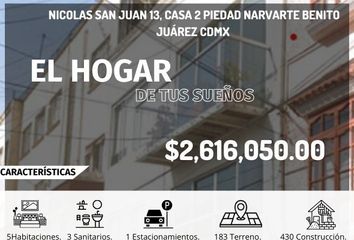 Casa en  Nicolás San Juan 13, Piedad Narvarte, Ciudad De México, Cdmx, México