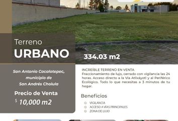 Lote de Terreno en  Fraccionamiento Uraydah, 72820 San Bernardino Tlaxcalancingo, Puebla, México