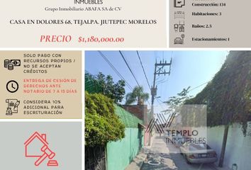 Casa en  Calle Dolores 68, Tejalpa, Jiutepec, Morelos, México