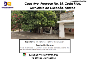 Casa en  Calle Progreso 35, Costa Rica, Culiacán, Sinaloa, 80430, Mex