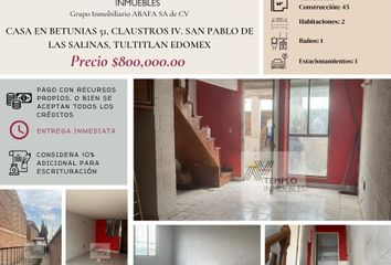 Casa en  Betunias 51, Mz 010, Claustros Iv, San Pablo De Las Salinas, Edomex, México