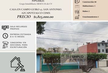Casa en  Campo Guiro 27, San Antonio, Azcapotzalco, Cdmx, México